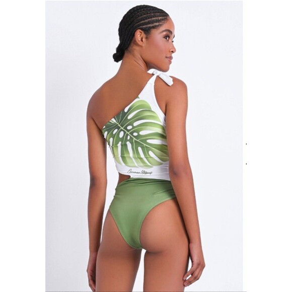 Women's Carmen Steffens Brazilian Designer One Piece Swim Suit Small Green White - Picture 2 of 6